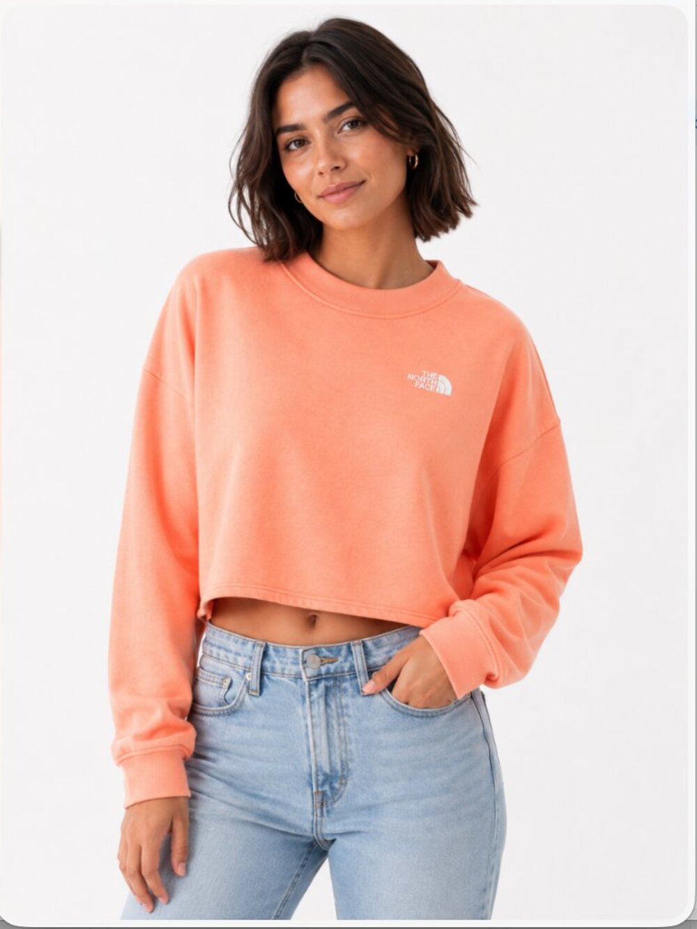 THE NORTH FACE SIMPLE LOGO CREW SWEATSHIRT WOMEN'S XS Tangerine 🍊 Orange